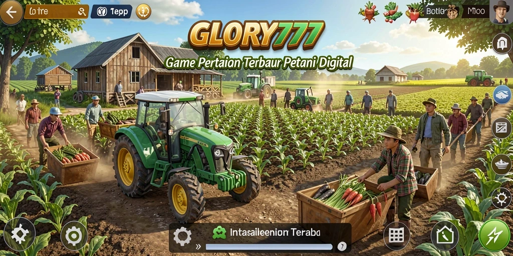 Tampilan gameplay menarik dari GLORY777 yang menunjukkan aktivitas bertani.
