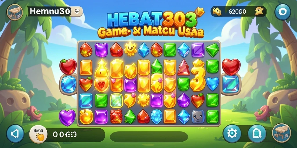 Gameplay HEBAT303 yang seru dengan kombinasi permata berwarna-warni.