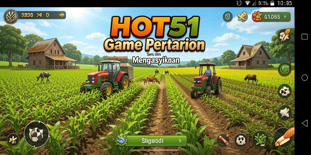 Screenshot gameplay HOT51 yang menunjukkan aktivitas bertani seru.