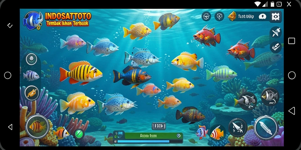 Tampilan gameplay seru dalam INDOSATTOTO saat menangkap ikan.