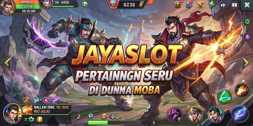 Screenshot JAYASLOT menampilkan aksi seru dalam pertandingan MOBA.