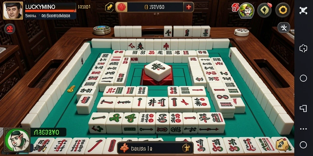 Tampilan menarik dari gameplay Mahjong LUCKYMINO.