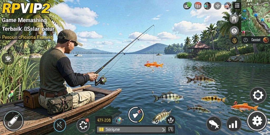 Tangkapan layar RPVIP2 menunjukkan gameplay memancing yang realistis dan seru.