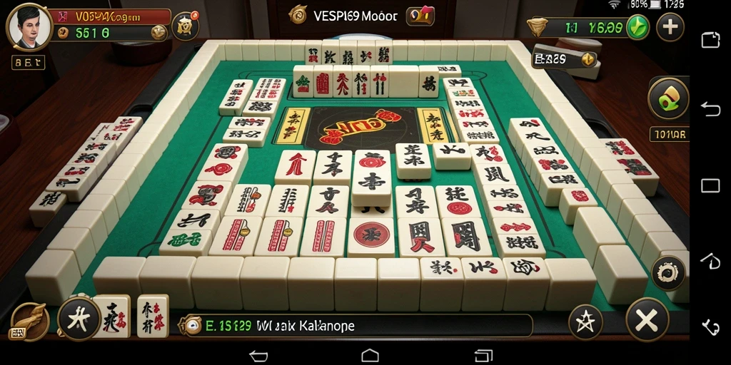 Tampilan gameplay seru dari VESPA69 dengan berbagai level Mahjong.